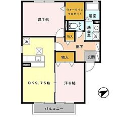 カーサビアンカ 2DKの間取図画像