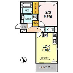 ドゥースエラブル 1LDKの間取図画像