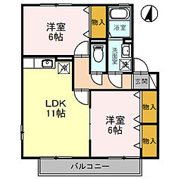 シンフォニーA 2LDKの間取図画像