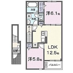 ヴァーサ・メローネIII 2LDKの間取図画像