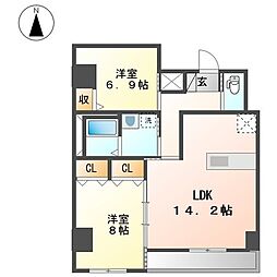 レジデンスヒルズザワカヤマ 2LDKの間取図画像