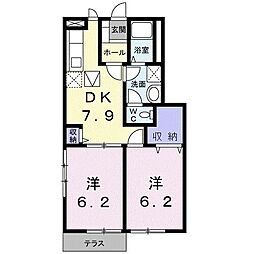 サンセール神前 2DKの間取図画像