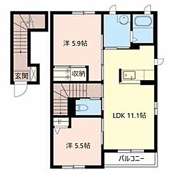 シャーメゾン狐島 2LDKの間取図画像