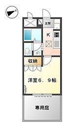 グランディール・プラム 1Kの間取図画像