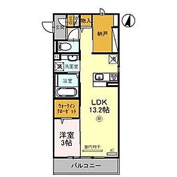 ラ・グリシーヌ 1LDKの間取図画像