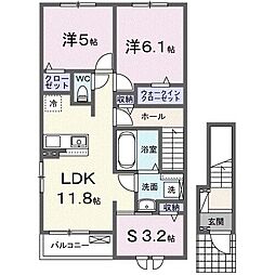 ハウスプリムローズ VIII 2SLDKの間取図画像