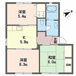 グランメール福島 3Kの間取図画像