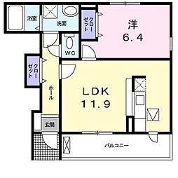 プランドール1 1LDKの間取図画像