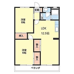 レジデンス粟 2LDKの間取図画像