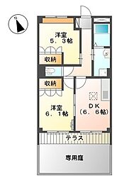 コムス・エルアール 2DKの間取図画像