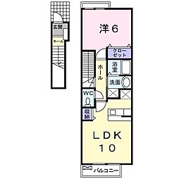 ハーベスト弐番館 1LDKの間取図画像