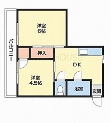 エスポワール駕町 2DKの間取図画像