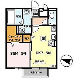 フェリーチェ小雑賀A棟 1DKの間取図画像