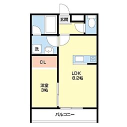 エクストリーム西小二里 1LDKの間取図画像