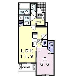 ベルクレスト1 1LDKの間取図画像