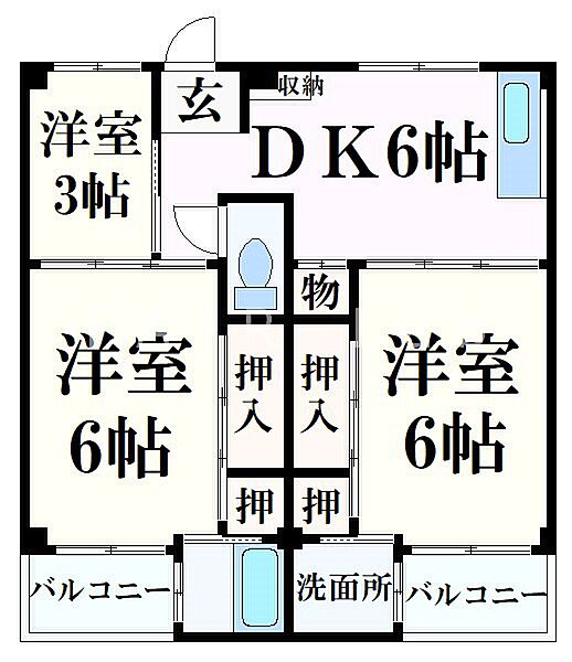 兵庫県姫路市書写台２丁目(賃貸アパート3DK・3階・49.20㎡)の写真 その2