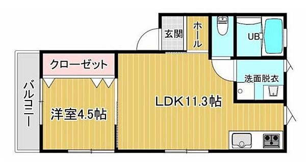 兵庫県明石市魚住町西岡(賃貸アパート1LDK・2階・36.80㎡)の写真 その2