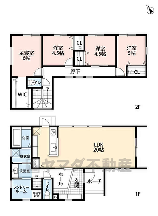 LDKは広々20帖の大空間＾＾家具の配置も様々なパターンが考えられますよ。ＷＩＣやパントリーなど収納も豊富＾＾ランドリールームには収納も完備。