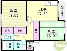 山陽電鉄本線 播磨町駅 徒歩8分の賃貸アパート 2階2LDKの間取り