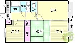 JR山陽本線 魚住駅 徒歩17分の賃貸マンション 1階3DKの間取り
