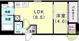 JR山陽本線 魚住駅 徒歩6分の賃貸アパート 3階1LDKの間取り