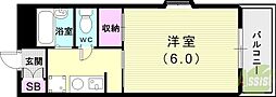 西明石ハイツ 1Kの間取図画像