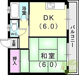 ホワイトハウス 1DKの間取図画像