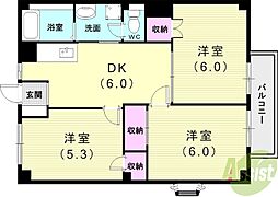 パークサイド谷八木 3DKの間取図画像