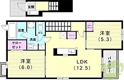 ブルーメンシュトラーセ 2LDKの間取図画像