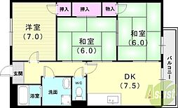 ハイツ入江 3DKの間取図画像