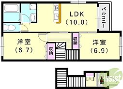 カイFromゼファー 2LDKの間取図画像