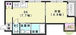 ハイツウエスト3 1DKの間取図画像