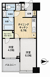 パレソレイユ東京中央 2DKの間取図画像