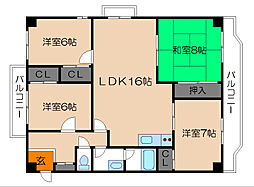 フェニックス堀川 9階4LDKの間取り