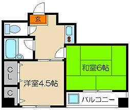 ラ・ヴァリエ 4階2Kの間取り