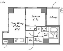 MSR京都二条城 7階1LDKの間取り