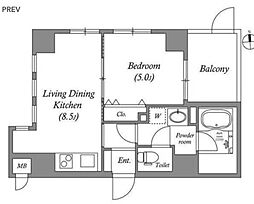 MSR京都二条城 6階1LDKの間取り