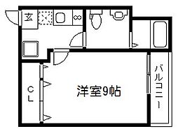 フラッティ堀川下立売 4階1Kの間取り