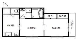 エスカラー北山 2DKの間取図画像