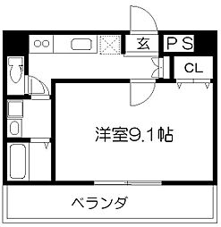 メゾン・エイム 3階1Kの間取り