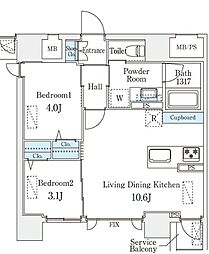STANDZ京都二条 702 7階2LDKの間取り