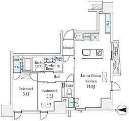 STANDZ京都二条 703 7階2LDKの間取り