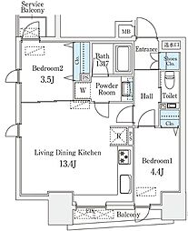 STANDZ京都二条 604 6階2LDKの間取り