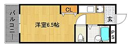 カーサ御所西 1Kの間取図画像