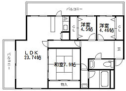 ドムス鴨川 3LDKの間取図画像