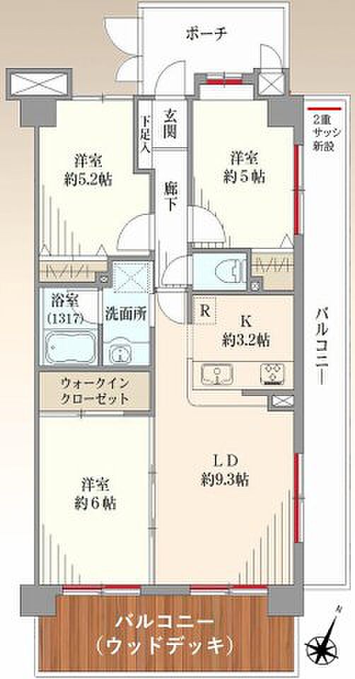 ＪＲ中央線 立川駅まで 徒歩9分(3LDK) 10階の間取り