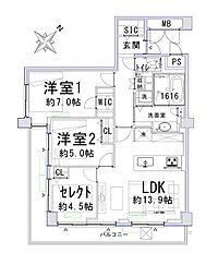 サマリヤガーデン南青山 3LDKの間取図画像