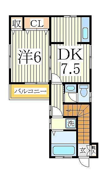 千葉県柏市永楽台3丁目(賃貸アパート1DK・2階・42.35㎡)の写真 その2