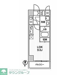 ALTERNA住吉 4階ワンルームの間取り