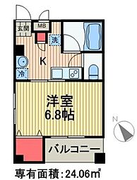ＫＳマンション南砂 4階1Kの間取り